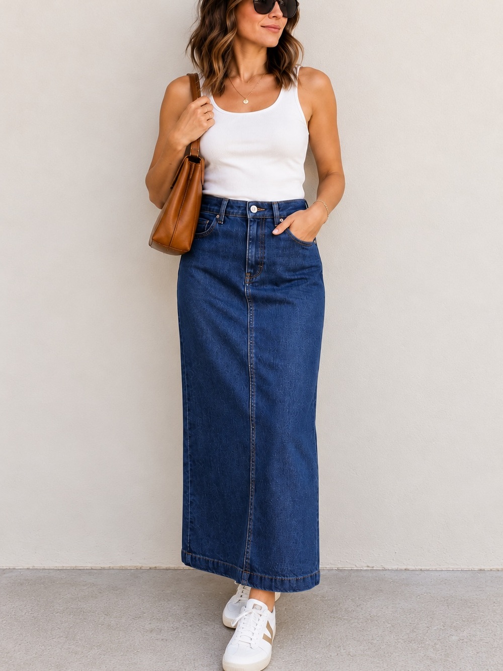 Zara Dark Blue Denim Maxi Skirt
